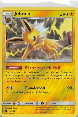 Jolteon Rare Reverse Holo Hidden Fates 23/68 LP Pokemon TCG - Image 1