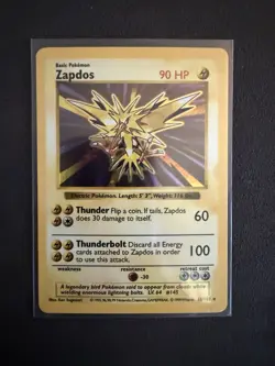 Shadowless Zapdos Holo Base Set 16/102 Damaged Crease Pokemon Card - Image 1