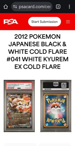 👑⭐ White Kyurem EX B & W Certified PSA 10 Cold Flare 041/059 Low Pop 16 Pokemon - Image 4