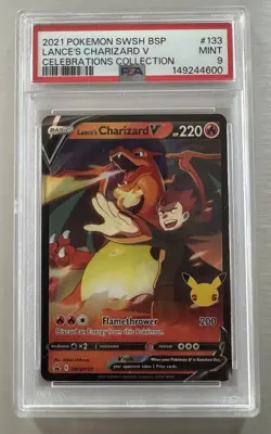 2021 Pokemon SWSH BSP Lance's Charizard V Celebrations Collection #133 PSA 9 - Image 1