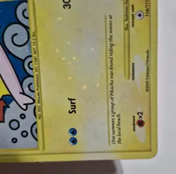 HOLO BLEED ERROR SWIRL Pokemon Surfing Pikachu Holo 114/111 Rising Rivals Secret - Image 2