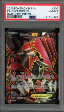 Pokemon Groudon EX Dark Explorers Full Art #106 PSA 8 - Image 1