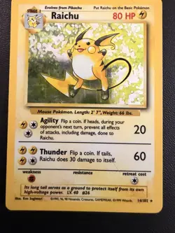 Pokemon Raichu Base Set 14/102 Holo Rare 1999-2000 Wizards - Image 1