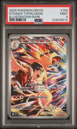 2025 POKEMON DRI EN-DESTINED RIVALS ILLUSTRATION RARE ETHAN'S TYPHLOSION PSA 9 - Image 1