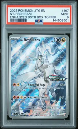 2025 POKEMON JTG EN-JOURNEY TOGETHER #167 N'S RESHIRAM PSA 9 - Image 1