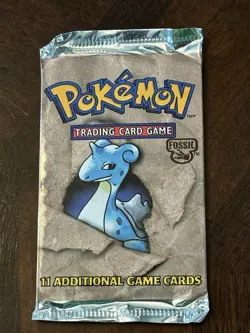 POKEMON FOSSIL BOOSTER PACK LAPRAS ART WOTC 1999 FACTORY SEALED - Image 2