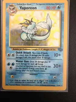 Pokemon Vaporeon Jungle Rare 12/64 80 HP Quick Attack Water Gun English - Image 1