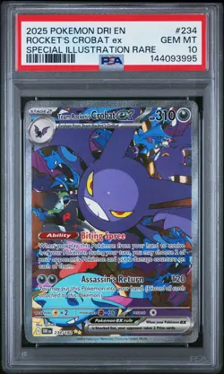 2025 POKEMON DRI EN-DESTINED RIVALS #234 TEAM ROCKET'S CROBAT EX PSA 10 - Image 1