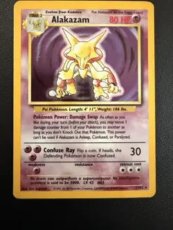 Pokemon Alakazam Base Set Holo Rare 1/102 English 1999 Ken Sugimori - Image 1