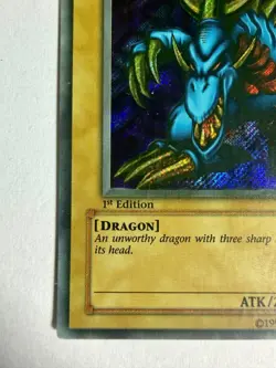 Tri-Horned Dragon LOB-E000 Secret Rare 1st Edition Moderate Play Yugioh - Image 5