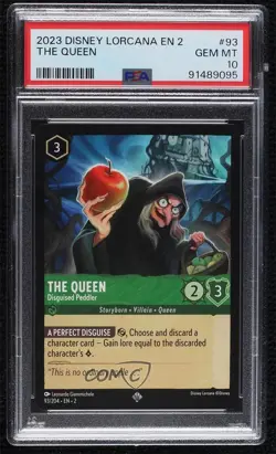 2023 Lorcana - Rise of the Floodborn 2 Queen Disguised Peddler #93 PSA 10 GEM MT - Image 1