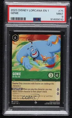 2023 Disney Lorcana First Chapter 1 Super Rare Genie - On the Job #75 PSA 9 MINT - Image 1