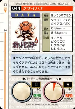 Gloom Carddass 1996 Vintage Pokemon Pocket Monsters Vending Card B63 NM - Image 2