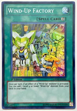 GENF-EN054 Wind-Up Factory - Super Rare 1st Edition Near Mint YuGiOh Card - Image 1