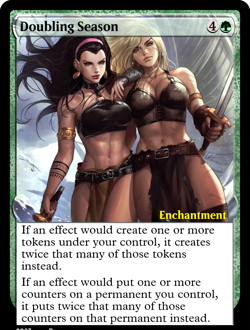 DOUBLING SEASON : altered-art card for use with MTG : with hot, sexy babes! - Image 1
