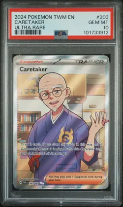 Caretaker PSA 10 Ultra Rare Full Art Trainer 203/167 Twilight Masquerade Pokemon - Image 1