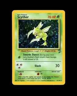 2000 Pokemon BASE II SCYTHER HOLO (SWIRL) 17/130 RARE! LP - Image 1