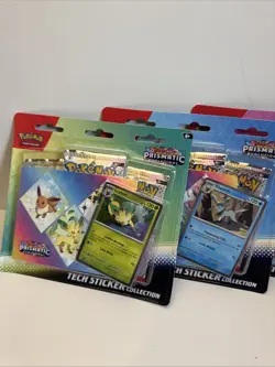 Pokemon TCG Prismatic Evolutions Tech Sticker Collection 3 Pack SEALED Lot Of 5 - Image 2