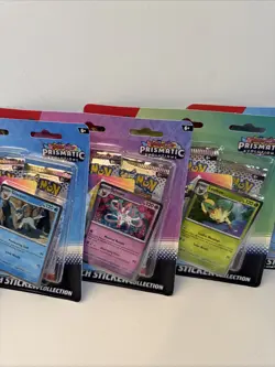 Pokemon TCG Prismatic Evolutions Tech Sticker Collection 3 Pack SEALED Lot Of 5 - Image 4