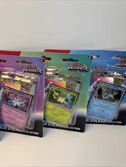 Pokemon TCG Prismatic Evolutions Tech Sticker Collection 3 Pack SEALED Lot Of 5 - Image 5