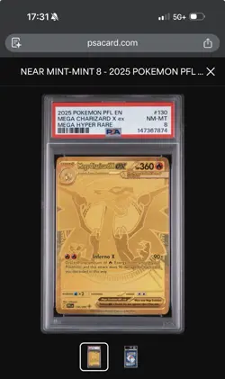 Pokemon Mega Charizard X EX 130/094 Phantasmal Flames Holo Mega Hyper Rare PSA 8 - Image 1