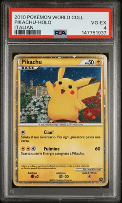 2010 POKEMON WORLD COLLECTION ITALIAN PIKACHU-HOLO PSA 4 - Image 1