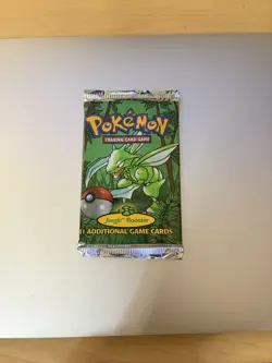 POKEMON JUNGLE BOOSTER PACK SCYTHER ART WOTC 1999 WEIGHED 20.4g - Image 1