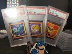 1999 POKEMON STICKERS SER 1 Vaporeon Jolteon & Flareon- PSA 9 Sequential Set - Image 1