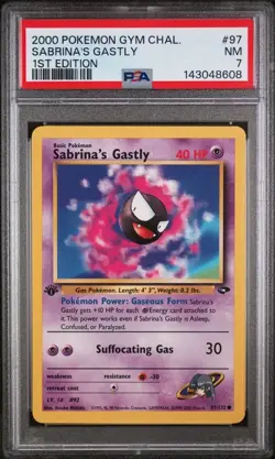 2000 Pokemon 1st Edition Sabrina's Gastly Gym Challenge PSA 7 - Image 1