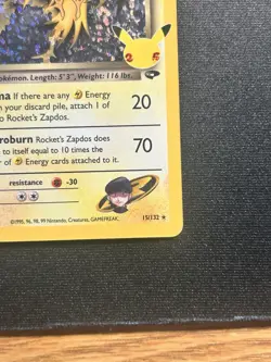 Rocket's Zapdos 15/132 holo Celebrations Classic Collection Pokemon FAST SHIP! - Image 4