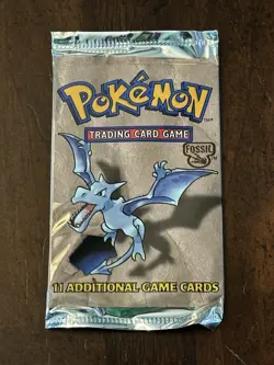 POKEMON FOSSIL BOOSTER PACK AERODACTYL ART WOTC 1999 FACTORY SEALED - Image 2