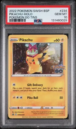 2022 POKEMON SWSH BLACK STAR PROMO POKEMON GO TINS #234 PIKACHU-HOLO PSA 10 - Image 1