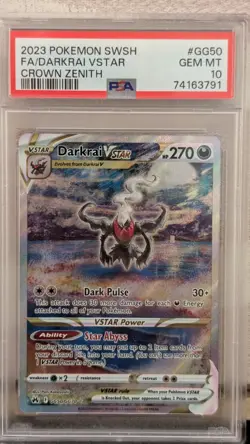 Pokemon 2023 Darkrai VSTAR GG50 Full Art Crown Zenith GEM MINT PSA 10 - Image 1