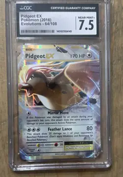 Pokemon TCG Evolutions Pidgeot EX 64/108 Ultra Rare Holo CGC 7.5 - Image 1