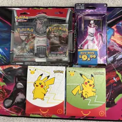 Lot Of Pokemon Cards - Espeon Blister Pack, Mewtwo Deck And 25th Anniversary - Image 1