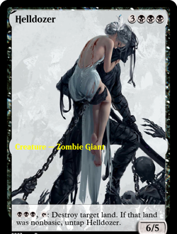 HELLDOZER : MTG altered-art magic card : with zombies & Damsel in Disress! - Image 1