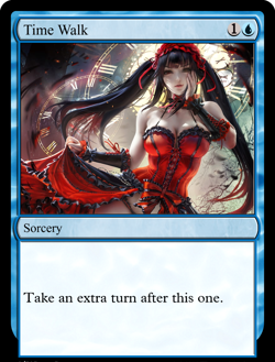 TIME WALK : MTG altered-art magic card : with Sexy, Busty Brunette - Image 1