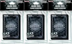 3x Yu-Gi-Oh! Dark Hex Card Sleeves (50 ct.) Official Konami Holographic Foil New - Image 1