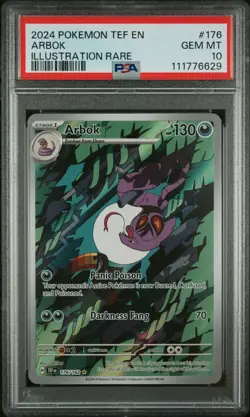 2024 Pokemon Tef EN-Temporal Forces Arbok #176 Illustration Rare PSA 10 - Image 1