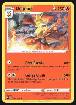 SWSH12: Silver Tempest Delphox #027/195 Rare Pokemon Card - Image 1