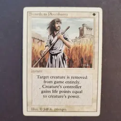 MTG Magic the Gathering Swords to Plowshares Revised Edition HP Heavy Play - Image 1