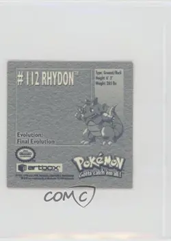 Rhydon Artbox Pokemon Stickers Series 1 #112 1999 - Image 2