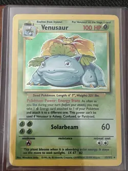 Pokemon TCG Venusaur Base Set 15/102 Holo Rare 1999-2000 Copyright 100 HP - Image 1