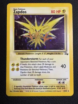 Zapdos 15/62 - HOLO ERROR - Rare Fossil Holo Pokemon TCG WOTC Vintage - Image 1