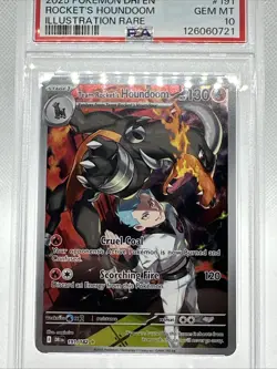 2025 POKEMON DRI EN DESTINED RIVALS #191 ROCKET's HOUNDOOM ILLUSTRATION PSA 10 - Image 3