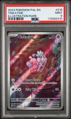 2023 POKEMON PAL EN-PALDEA EVOLVED ILLUSTRATION RARE #216 TINKATINK PSA 9 - Image 1