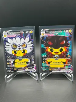 Pokemon Pikachu Cosplay Garrurumon + Greymon Digimon Custom Art NM - Image 1