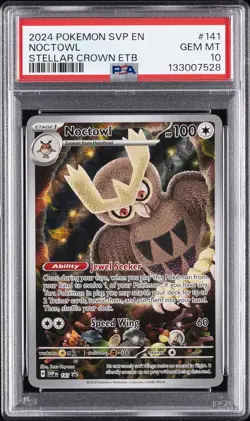2024 POKEMON SVP EN-SV BLACK STAR PROMO #141 NOCTOWL PSA 10 - Image 1