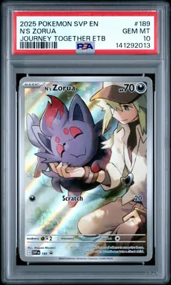 2025 Pokemon Black Star Promo #189 N'S Zorua Journey Together Etb PSA 10 - Image 1