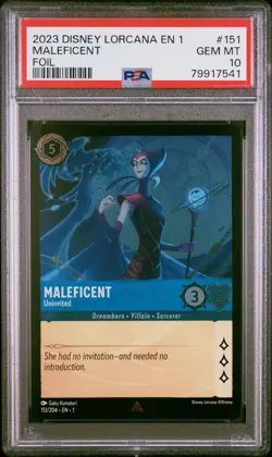2023 DISNEY LORCANA EN THE FIRST CHAPTER FOIL #151 MALEFICENT - Uninvited PSA 10 - Image 1